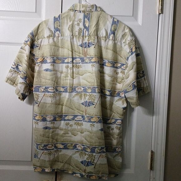 Pierre Cardin golf palm trees button down casual vacation shirt Sz L EUC - Picture 6 of 6